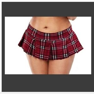 Teacher's Pet Queen Size Red Plaid Pleated Mini Skirt